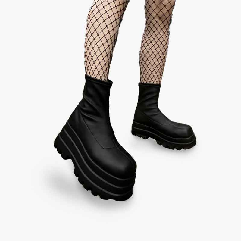 Futuristic Square - Toe Platform Boots - Synesthetic