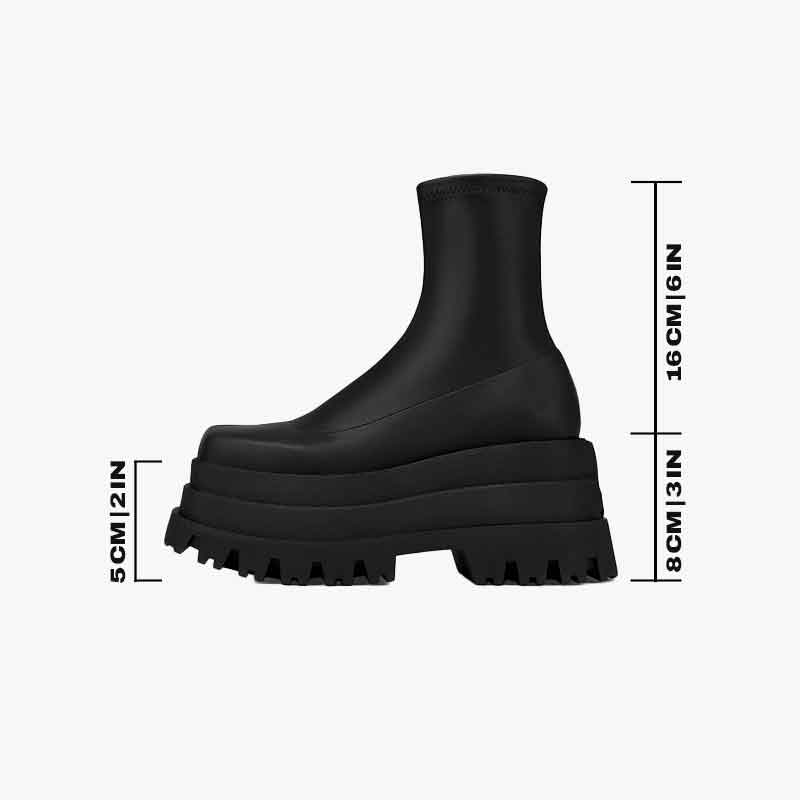 Futuristic Square - Toe Platform Boots - Synesthetic