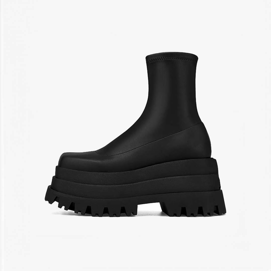 Futuristic Square - Toe Platform Boots - Synesthetic