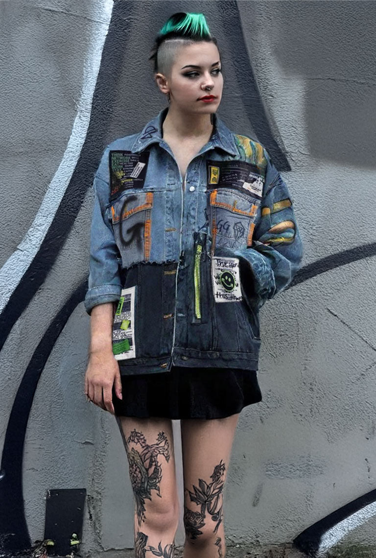 Mid-Length Anarchist Jean Shirt with Fabric Seams